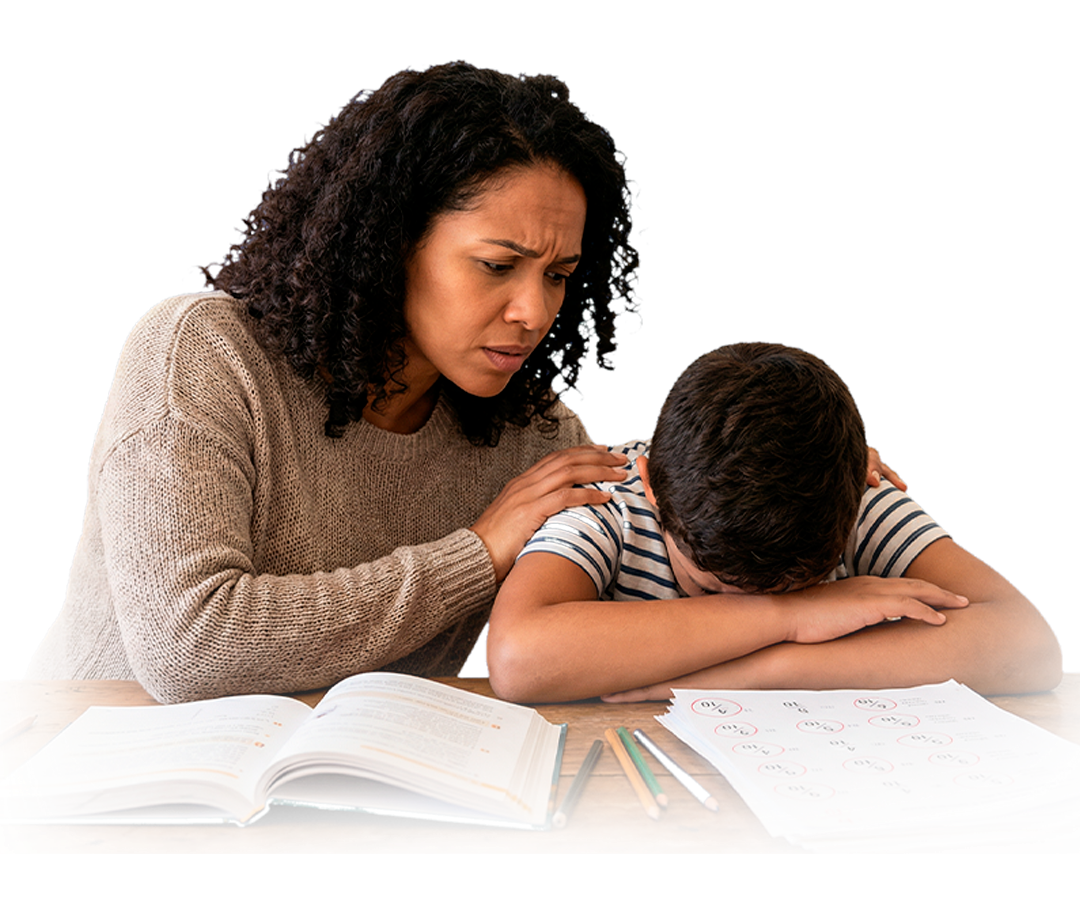 Mãe preocupada com filho